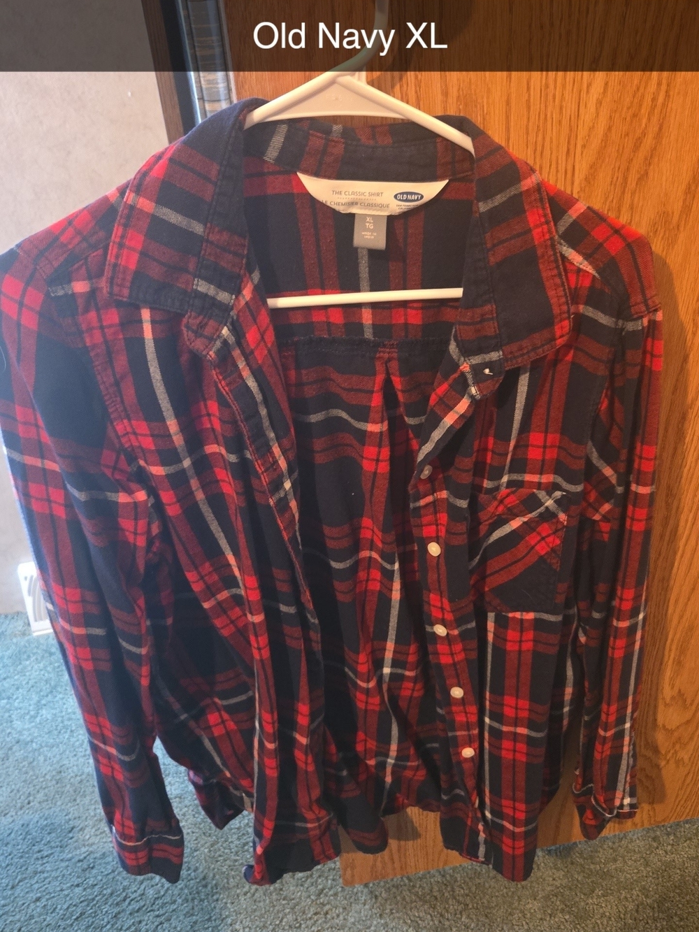 Old Navy Red and Black Plaid Button-Up Shirt